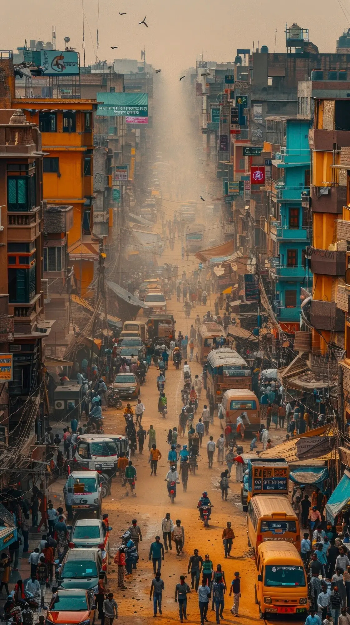 Überfüllte indische Stadt