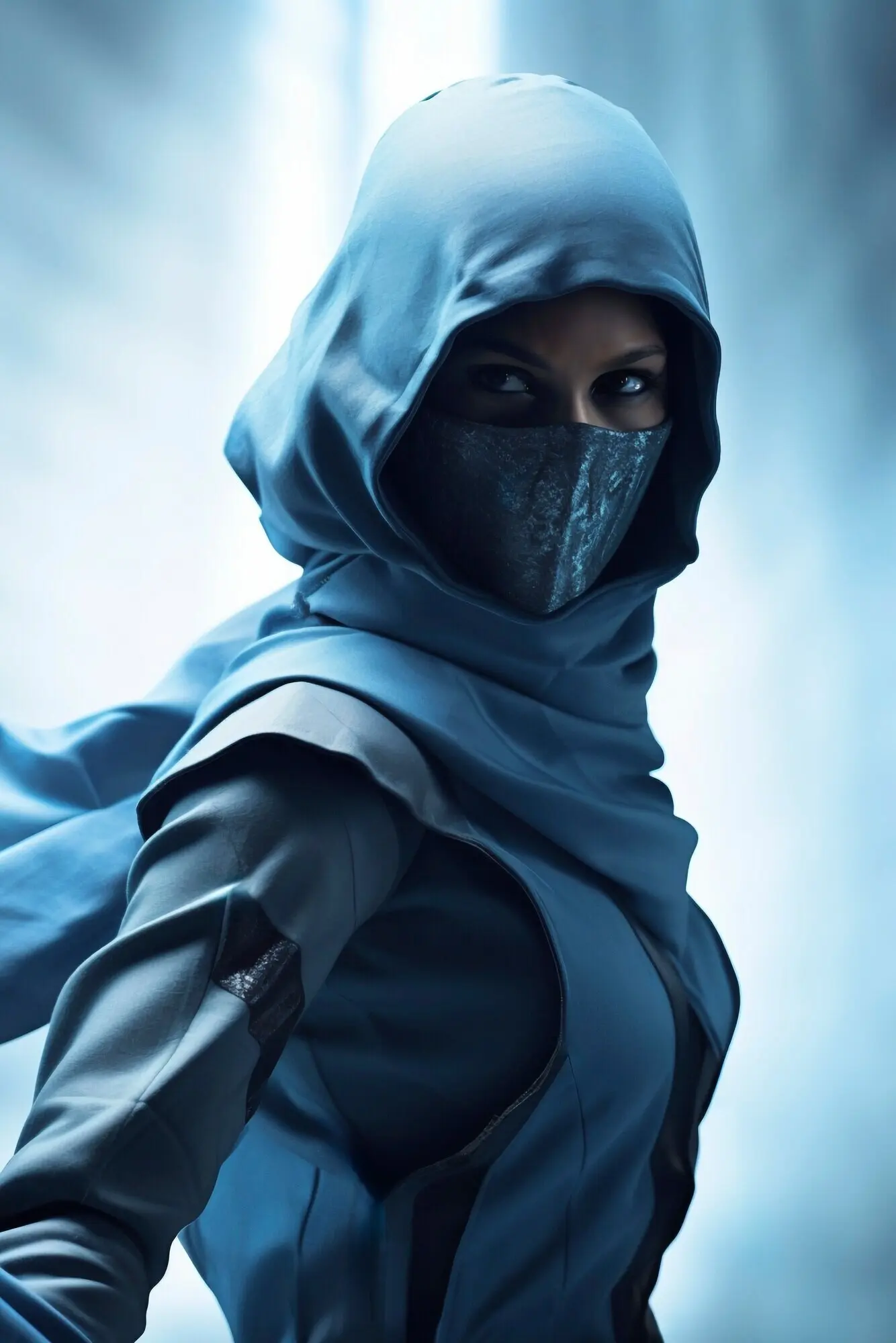 Digitale Kunst eines futuristischen Ninja